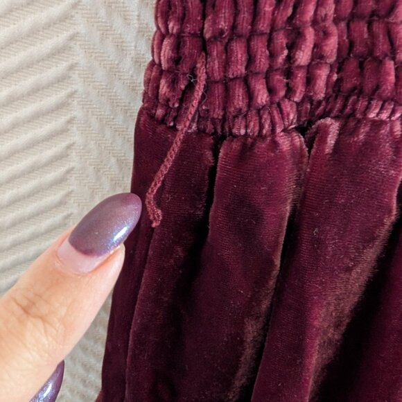 By Anthropologie Gloria Velvet Jogger Pants Size XS Wine Bordeaux Luxe Lounge - Picture 9 of 12